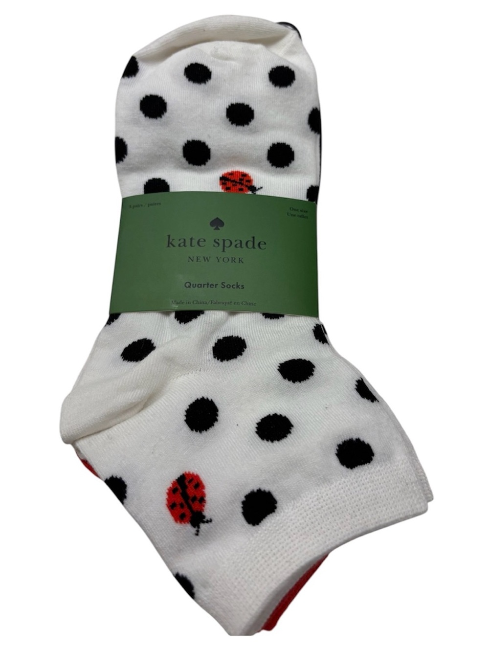 Kate spade ladybug polka dot quarter socks 3 pack